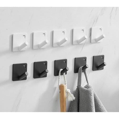 Punch Free Aluminum Hook Wall Door Storage Hooks Multi-Purpose Clothes Rack Hanger Towel Hooks For Home Bathroom Kitchen