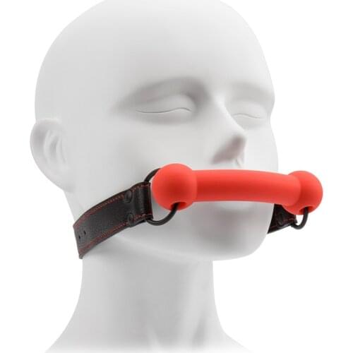 New Erotic Toys PU Leather Open Mouth Gag Silicone Bite Gag Dog Bone Ball Fetish bdsm Bondage Restraints Sex Toys for Couples