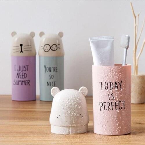 New Portable Travel Bathroom Cartoon Water Cup Mug Tooth Toothbrush Box Holder Organizer Storage Cover Case Travel Accessories