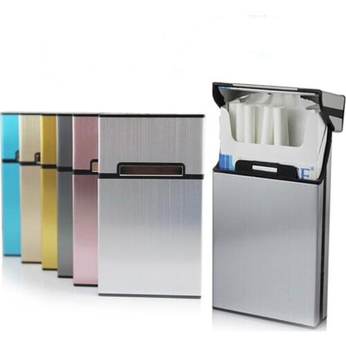 New Ultra Thin Fashion Pipes Creative Personality Cigaret Case Slim Metal Cigarette Box Gift Box Women Cigarette Holder