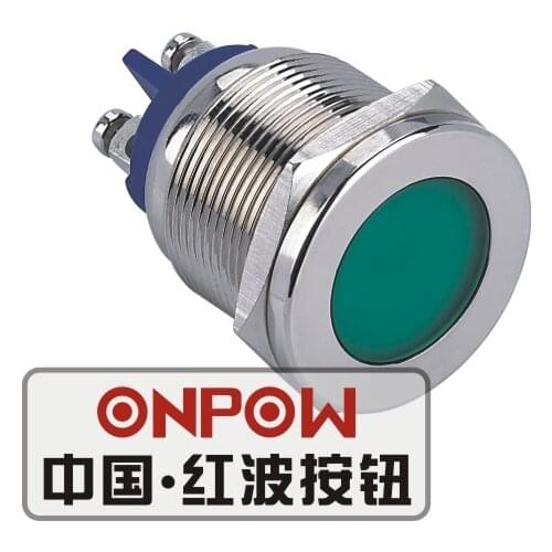 ONPOW 22mm Metal LED Waterproof Signal lamp, Nickel plated brass indicator lamp, indicator light (GQ22T-D/L/G/6V/N) CE,RoHS