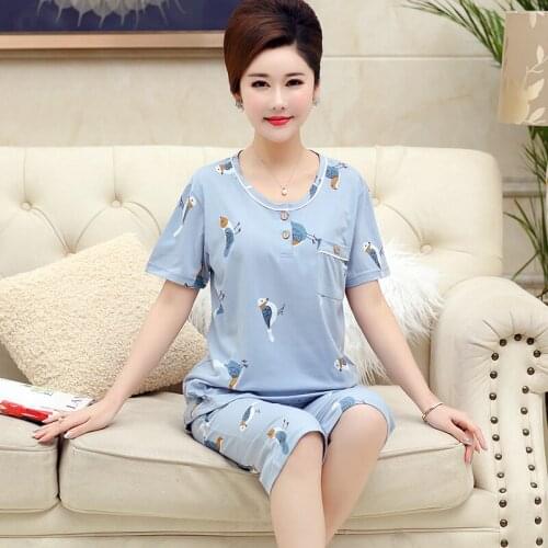 Factory Sale 2021 New Women Pajamas Suits Casual Home Suit Sleepwear Short Sleeve Pyjamas Comfortable Female Cotton Pajamas 4XL