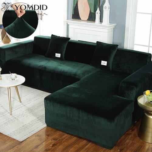 Plush Sofa Cover Velvet Elastic Leather Corner Sectional For Living Room Couch Covers Set Armchair Cover L Shape Seat Slipcovers