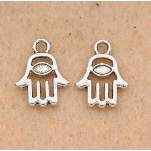 20pcs Antique Silver Fatima Hand Charms Pendants Jewelry Diy Jewelry Making Accessories Handmade 14x11mm