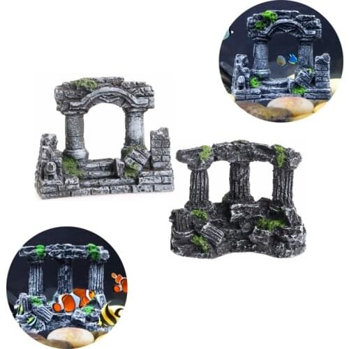 Resin aquarium Roman column decoration aquatic artificial ancient ruins column decoration fish tank stone cave rock decoration