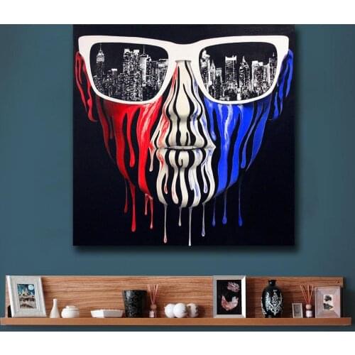 Pop Art Abstract Girl With Sunglasses II Wall Decor Painted Wall Art Canvas Printed Living Room Painting Wall Art Pictures