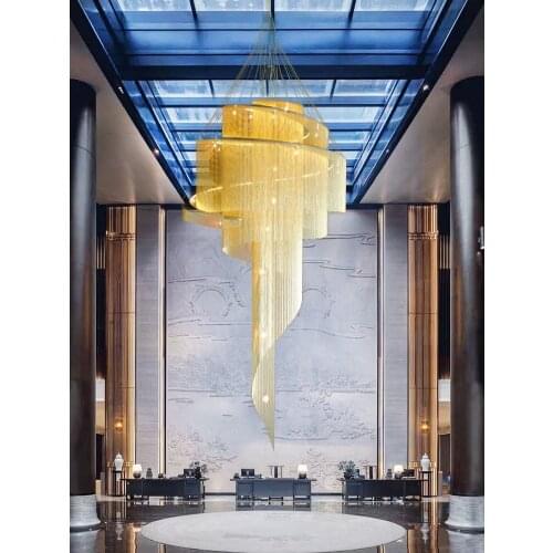 Postmodern aluminum chain chandelier tassel lamp living room dining room lamp bedroom lamp villa hotel club chandelier chain led