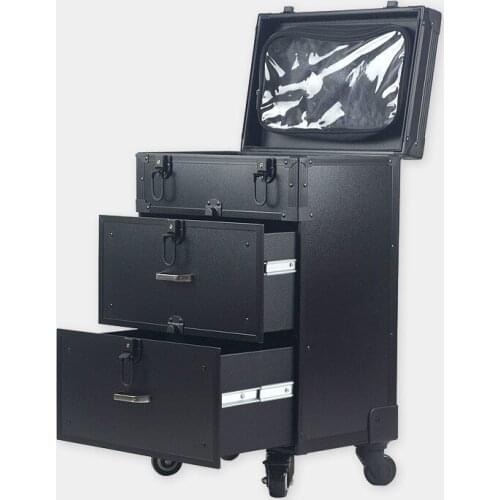 Professional nail cosmetics case with 4 mute caster Layer drawer structure Makeup Box Trolley