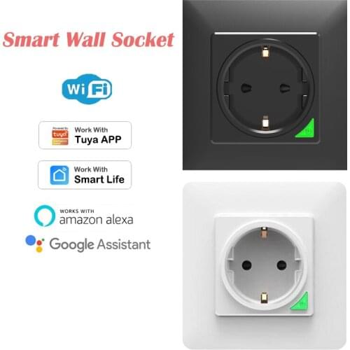 1-5pcs Wireless WIfi Smart Socket 16A EU Plug for Tuya Smart Life APP Timer Home Automation Compatible With Alexa Google Home