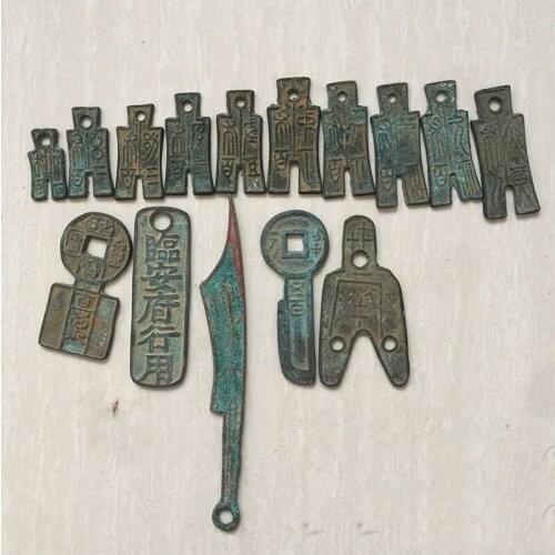 Ancient Chinese coin collection, antique three-hole coin, knife coin trousers coin, Wang Mang period coin