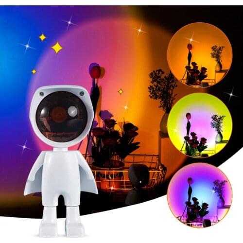 Creative Robot Touch Type Sun Never Set Projector Lamp LED Night Light Bedroom Decoration Atmosphere Lamp USB Charging