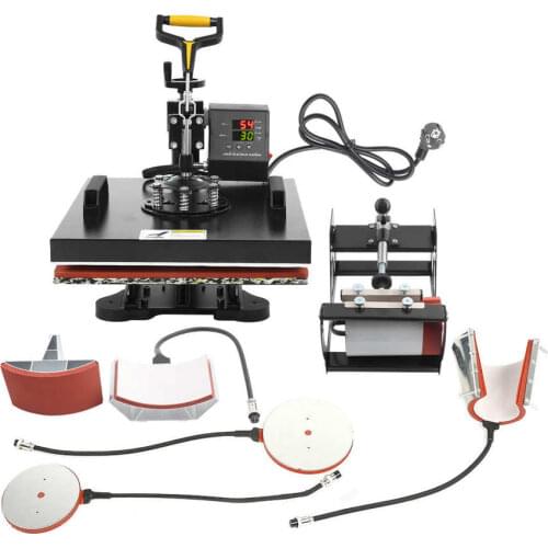 6 in 1 Heat Press Machine Mug Heat Transfer Printer EU Plug for T-shirt Mug Cap 38*38cm 1400W