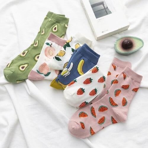 New Summer Cartoon Fruit Cotton Watermelon Lemon Women Kawaii Korean Version of Socks Fashion Street Socks
