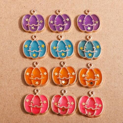 10pcs 19*20mm Enamel Halloween Pumpkin Charms for Making Cute Earrings Pendant Necklace Keychain DIY Jewelry Findings Accessory
