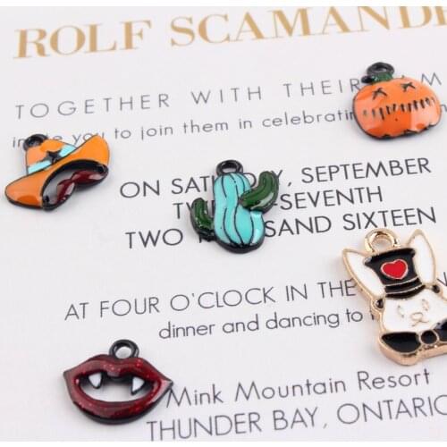 10pcs DIY Handicraft Creative Halloween charms Pumpkin Phantom Tooth Lip and Earrings Material Pendant jewelry metal dangle