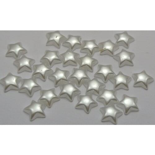 200 Pure White Acrylic Half Pearl Star Flatback Beads 10mm No Hole