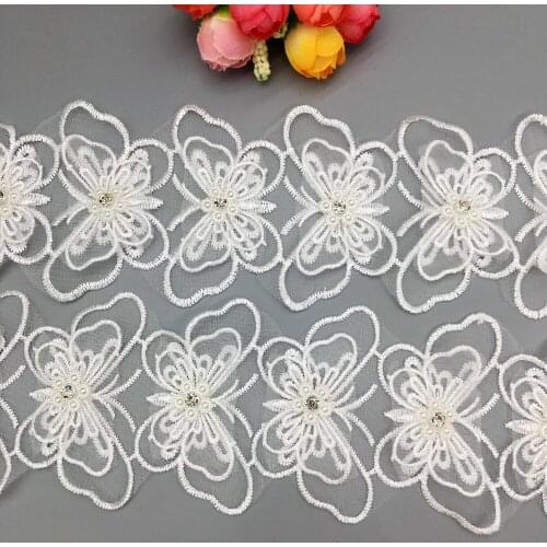 20x Butterflies Vintage Bead Diamond Lace Trim Embroidered Wedding Dress Ribbon Applique Trimmings Sewing DIY Craft