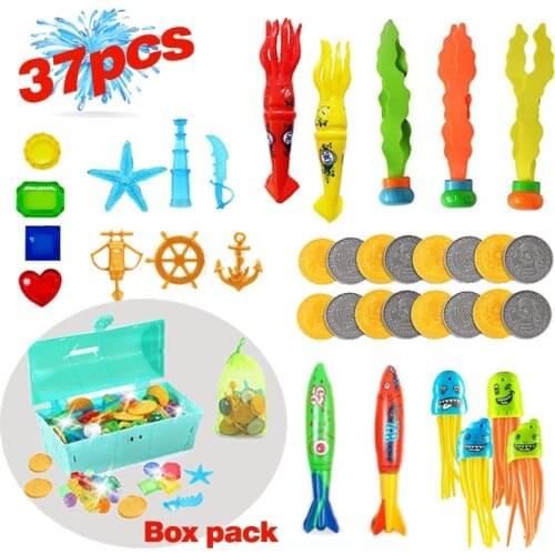 37pcs/pack Summer Diving Toys Pool Treasure Chest Torpedos Underwater Water Games Training Swimming Pool Gifts Set Toys For kids