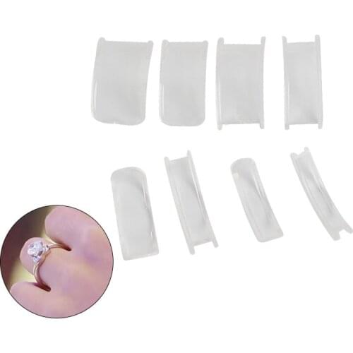 8PCS Assorted Sizes Transparent 2-10mm Plastic Silicone Invisible Ring Size Adjuster for Loose Wide Band Rings