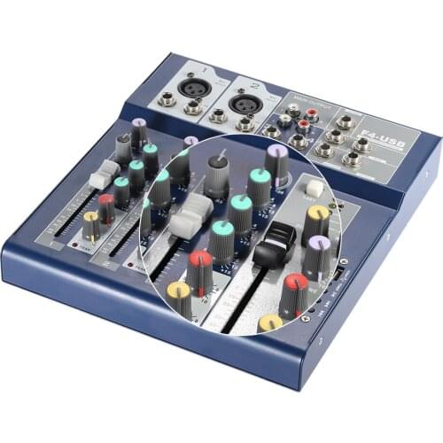 Ammoon Professional 4 Channel Live Mini Audio Mixer Mixing Console 3-Band EQ USB Function