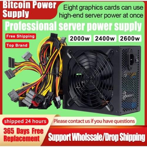 2000/2400/2600W 180V-240V Miner Power Supply GPU Graphics Card Mining Bitcoin Power Support 8 Display Card For BTC Bitcoin Miner