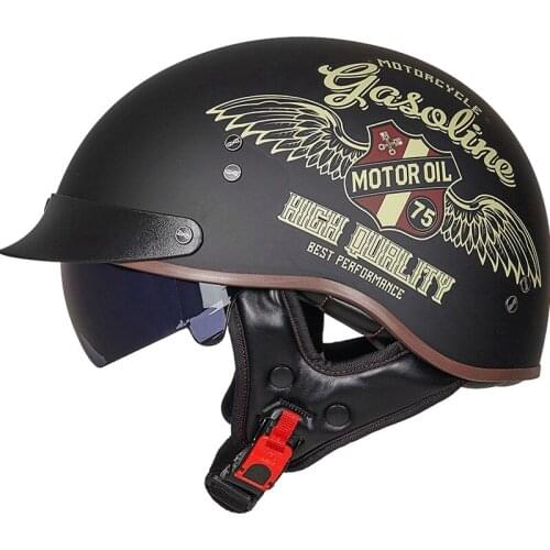 Black Gold Color Handmade High Quality Abs Half Face Motorcycle Helmet Bobber Cafe Racer Kroea Style Retro Vintage Casco Moto