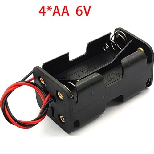 High Quality AA Battery Holder 6V for 4 x AA Batteries Black Plastic Storage Box Case Dual Layers With Wire Lead