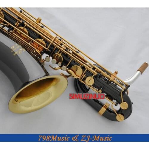 Support Professional Black Nickel Gold AND Gold Bell Baritone Saxophone Sax High F# W/Leather Case