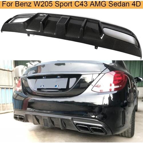 Carbon Fiber Car Rear Bumper Diffuser Lip for Mercedes Benz C Class W205 Sport C43 AMG Sedan 4 Door 2015-2020 Rear Diffuser Lip
