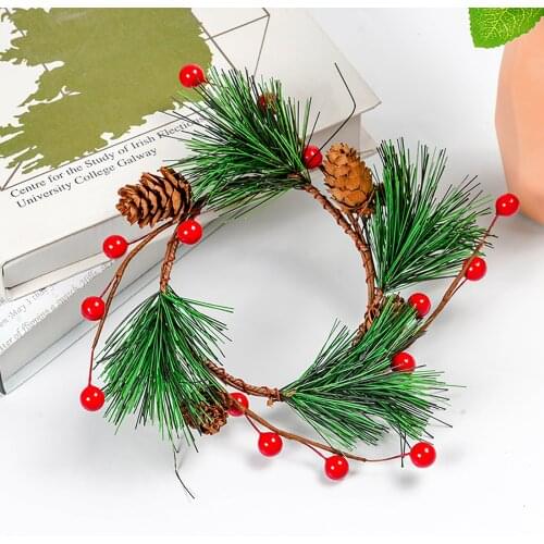 Door And Wall Hanging Garland Candle Ring Fake Plant Graduation Decoration Beautiful PVC Imitation Pine Needles Christmas Wreath