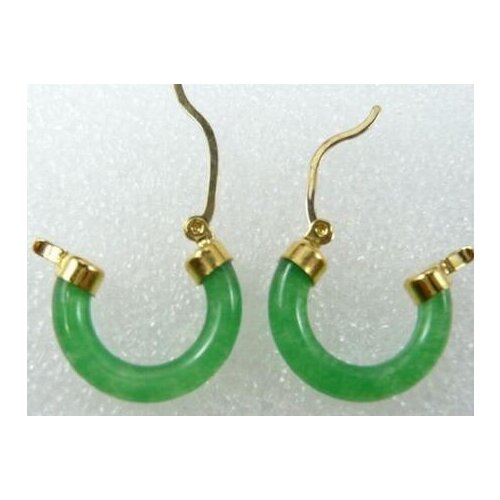 Fine ladys green jades natural jade Annular earrings