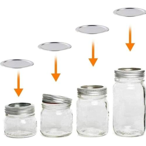 50pcs Diameter 7cm Mason Jar Canning Lid Reusable Leak Proof Split-Type Silver Lid With Silicone Seals Rings Kitchen Sealing Lid