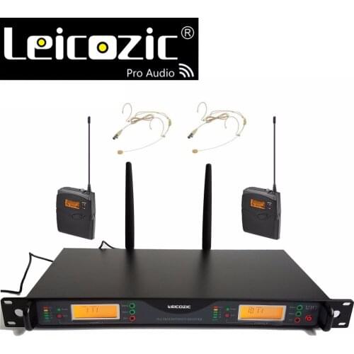Leicozic U24D professional UHF PLL true diversity wireless microphone dual wireless microfono for stage 200 Channel headset Mics