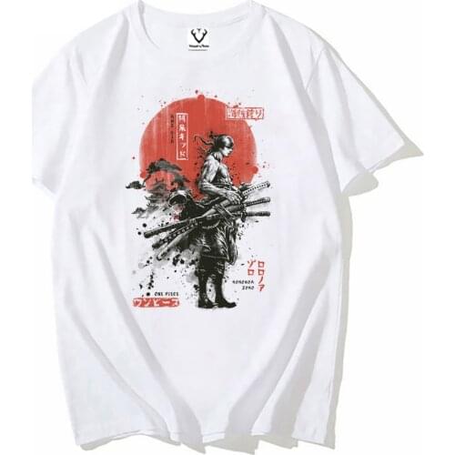 Summer Japan anime Tshirt Men Zor-o Samurai Straw Hat Captain Cartoon print Tshirt short sleeve Casual Hip Hop streetwear tshirt