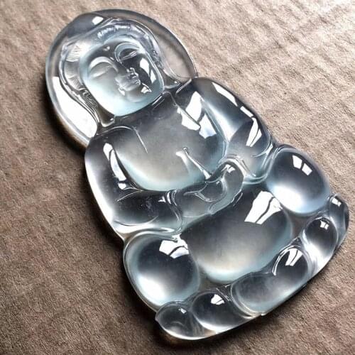 Hot selling natural hand-carve Ice jade Guanyin Pendant Necklace fashion accessories Men Women Luck Gifts Amulet