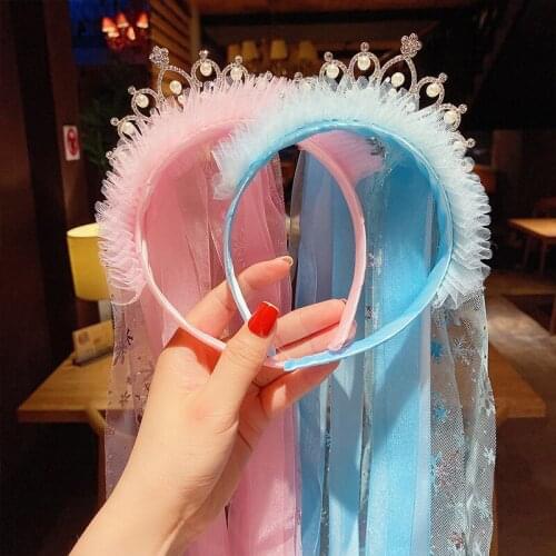 Cartoon Snowflake Crown Mesh Hair Band Fashion Light Drill Decoration Women Girls Gift Hair Accessories Cute Princess Headdress