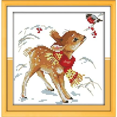 Deerlet cross stitch kit animal 18ct 14ct 11ct count print canvas stitches embroidery DIY handmade needlework plus