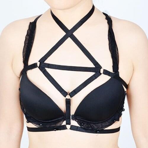 NEW Harness Cage Bra Pole Dance Women Sexy Lingerie Black Bra Exotic Apparel Gothic Harajuku Harness Body Cage Bra