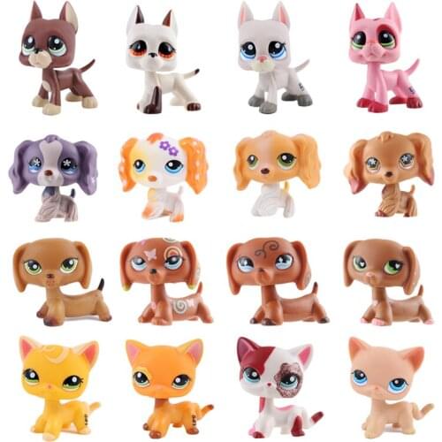 Rare new pet shop lps toy standing short hair cat pink dog original dachshund dog cute shepherddog big dad dog children toy gift