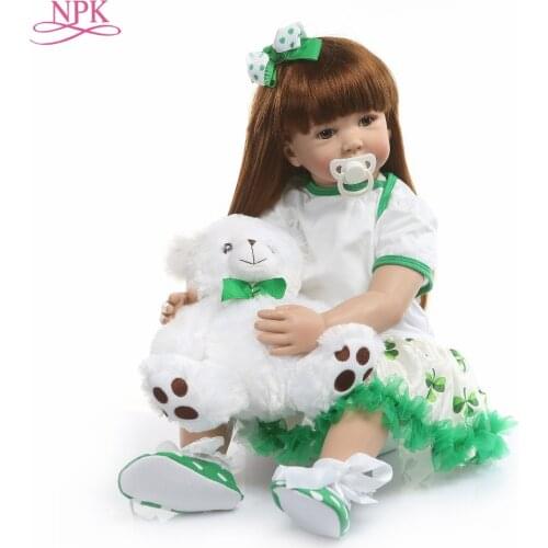 NPK 60cm Reborn Girl Baby Doll Toys girl Princess Toddler Babies bonecas With Bear Birthday Gift Limited Edition Doll