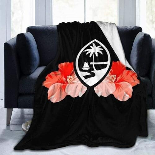 Throw Blankets Guam Tribal Hibiscus Throw Blankets Plush Super Soft Warm Lightweight Blanket Microfiber Reversible Blanket for