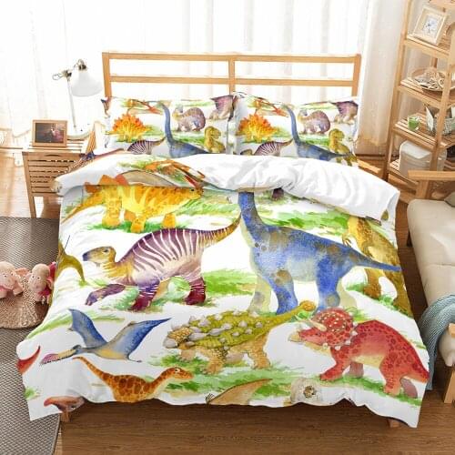 Dinosaur Bedding Set Jurassic Park Dino Duvet Cover Animals Cartoon Kid Bedroom Quilt Cover Bedspread Home Textiles Gift Bedding