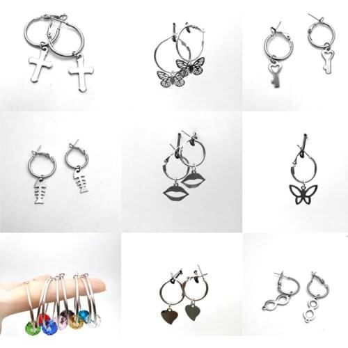 Butterfly heart fish musical Cross Hoop Earrings for Women Simple Ear Piercing Huggie Earrings Bohemia Bijoux Brincos