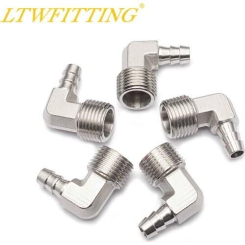 LTWFITTING 90 Degree Elbow Stainless Steel 316 Barb Fitting 3/8" Hose Barb x 1/2" Male NPT Air Gas