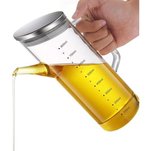 800ml Nordic Glass Oil Pot Leak-proof Oil Bottle Dispenser with Scale Kitchen Cooking Tool Vinegar Soy Sauce Bottle Gravy Boat