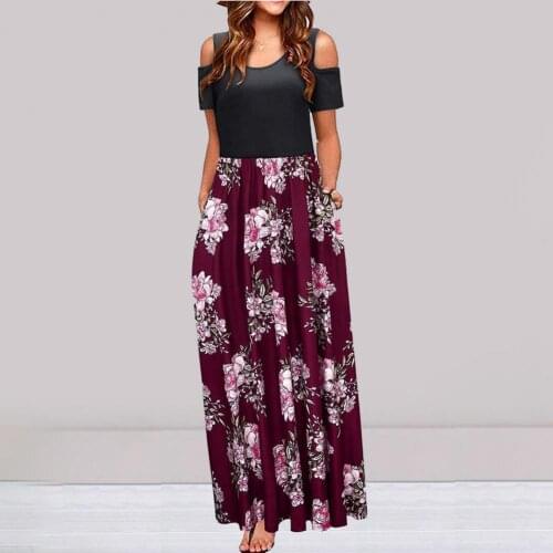 Summer Maxi Dress Floral Print Large Hem Dress Slim Women Round Neck Short Sleeve Elegant Long Dress Summer Cocktail Wedding