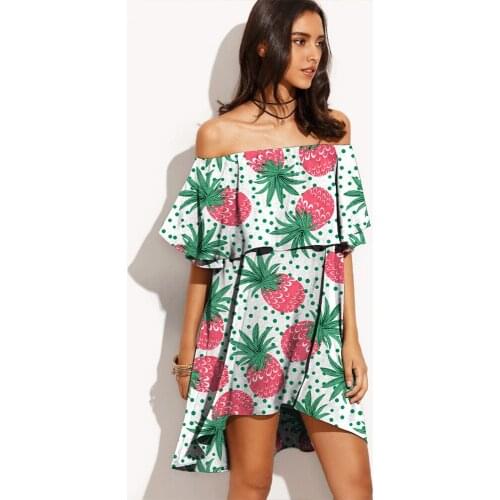 2019 New Summer Dress Simple Casual Fashion Trendy Temperament Print Large Size Loose Short Sleeve Slash Neck Women Dress ZW193