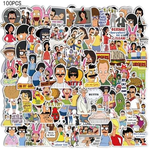 10/30/50/100Pcs/Set Happy Burger Graffiti Waterproof Skateboard Travel Suitcase Phone Laptop Luggage Stickers Kids Girl Toys