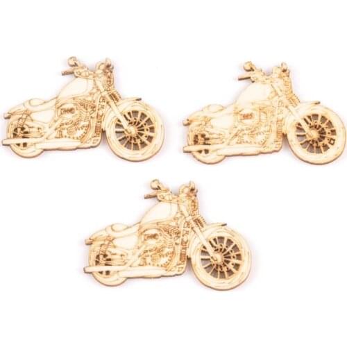 10Pcs vintage motorbike natural Wooden Scrapbooking Craft for Embellishments Handmade Diy handicraft Decor 33x48mm MT1787