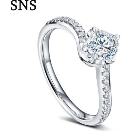 0.41ctw 100% Natural Diamond Engagement Ring 0.3carat Round Diamond & 0.11ctw Accents Twist Band Style 14k White Gold for Lady